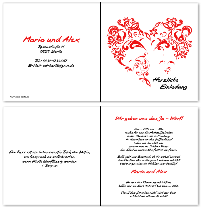  Einladungskarten Hochzeit, Hochzeitseinladungen, Hochzeitskarten, Einladungen für Hochzeit