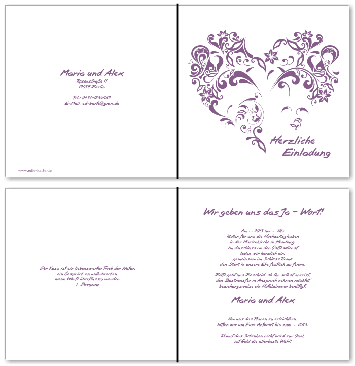  Einladungskarten Hochzeit, Hochzeitseinladungen, Hochzeitskarten, Einladungen für Hochzeit