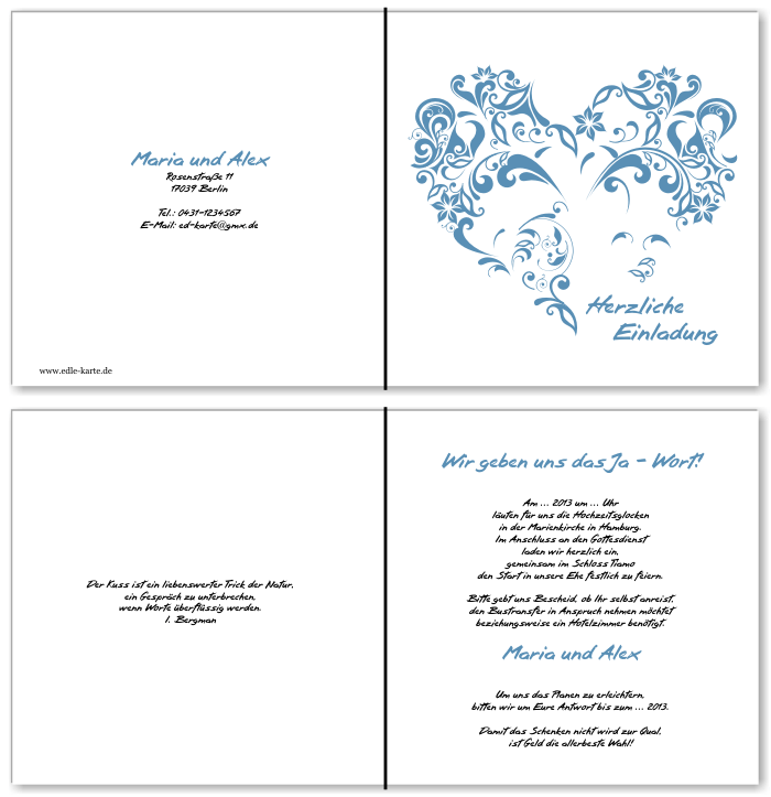  Einladungskarten Hochzeit, Hochzeitseinladungen, Hochzeitskarten, Einladungen für Hochzeit