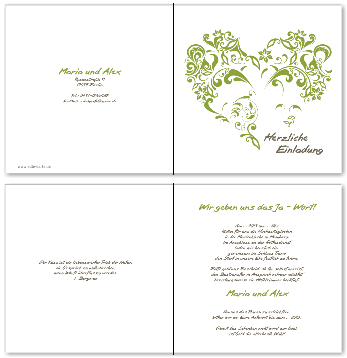  Einladungskarten Hochzeit, Hochzeitseinladungen, Hochzeitskarten, Einladungen für Hochzeit