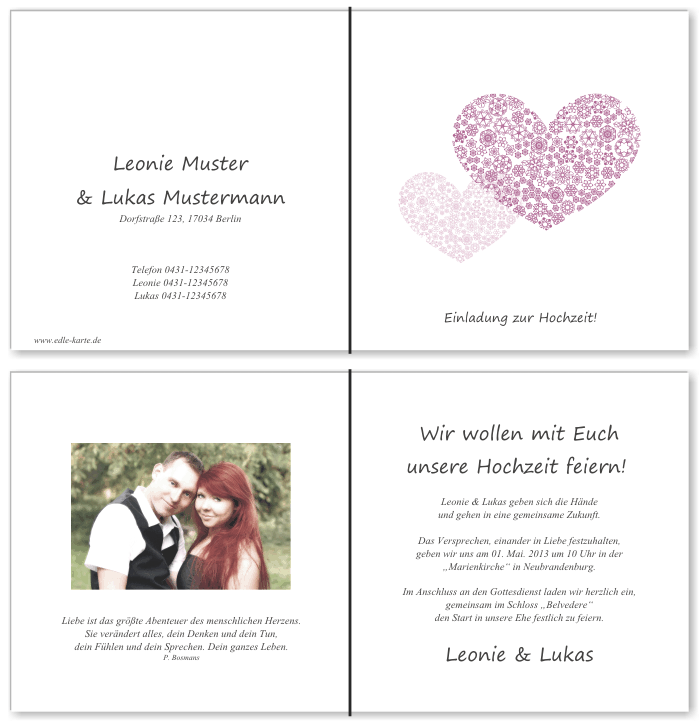  Einladungskarten Hochzeit, Hochzeitseinladungen, Hochzeitskarten, Einladungen für Hochzeit