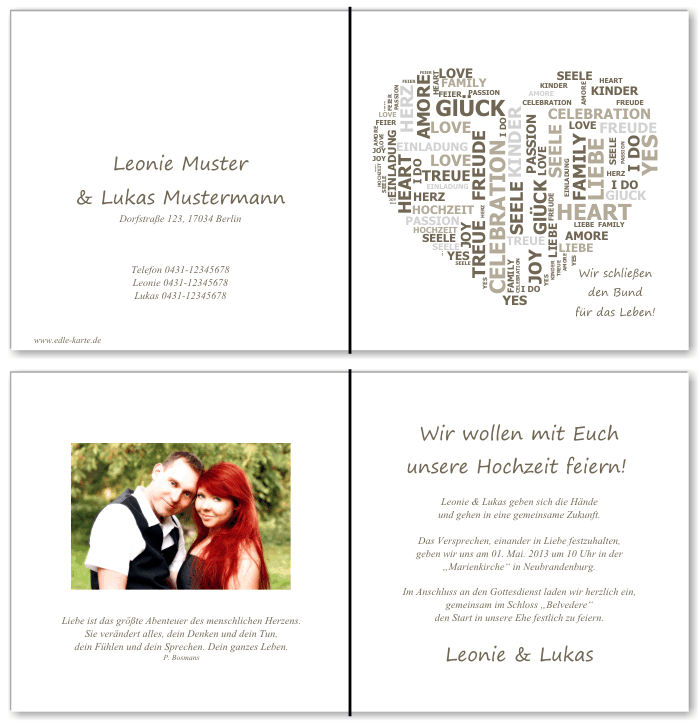 Einladungskarten Hochzeit, Hochzeitseinladungen, Hochzeitskarten, Einladungen für Hochzeit