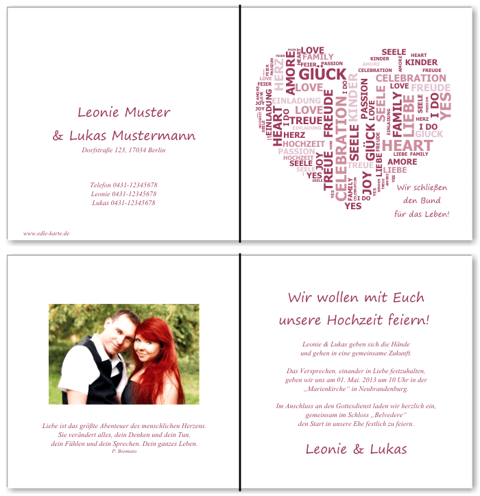  Einladungskarten Hochzeit, Hochzeitseinladungen, Hochzeitskarten, Einladungen für Hochzeit