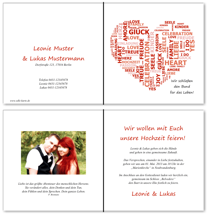  Einladungskarten Hochzeit, Hochzeitseinladungen, Hochzeitskarten, Einladungen für Hochzeit