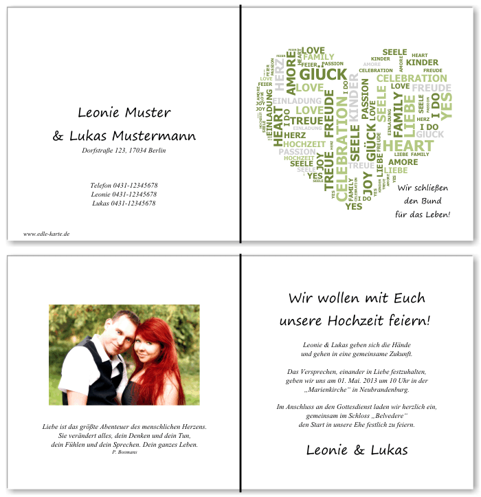  Einladungskarten Hochzeit, Hochzeitseinladungen, Hochzeitskarten, Einladungen für Hochzeit