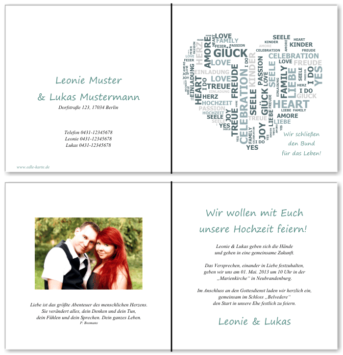  Einladungskarten Hochzeit, Hochzeitseinladungen, Hochzeitskarten, Einladungen für Hochzeit