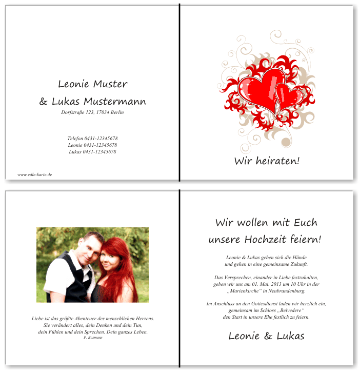  Einladungskarten Hochzeit, Hochzeitseinladungen, Hochzeitskarten, Einladungen für Hochzeit