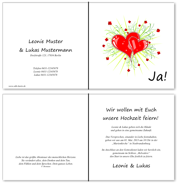  Einladungskarten Hochzeit, Hochzeitseinladungen, Hochzeitskarten, Einladungen für Hochzeit
