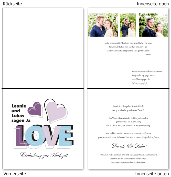  Einladungskarten Hochzeit, Hochzeitseinladungen, Hochzeitskarten, Einladungen für Hochzeit
