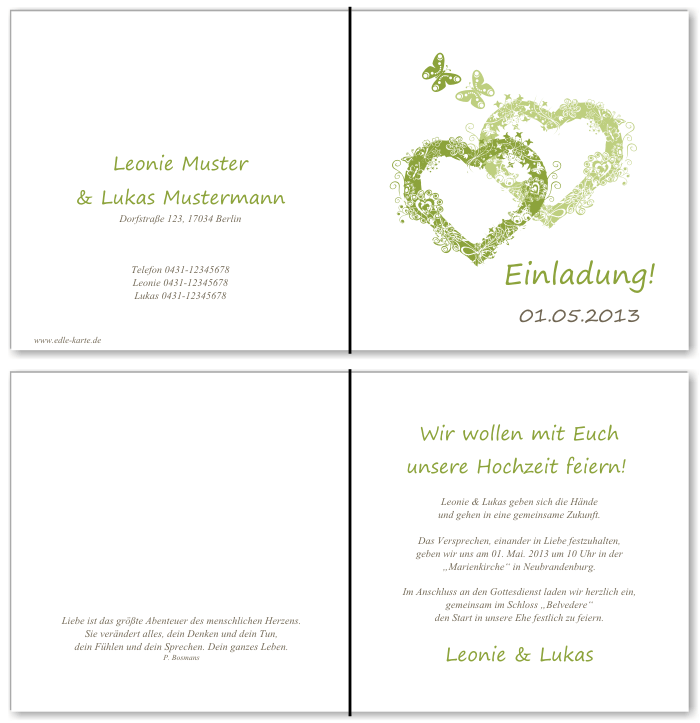  Einladungskarten Hochzeit, Hochzeitseinladungen, Hochzeitskarten, Einladungen für Hochzeit