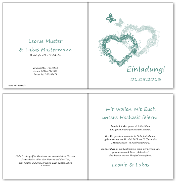  Einladungskarten Hochzeit, Hochzeitseinladungen, Hochzeitskarten, Einladungen für Hochzeit