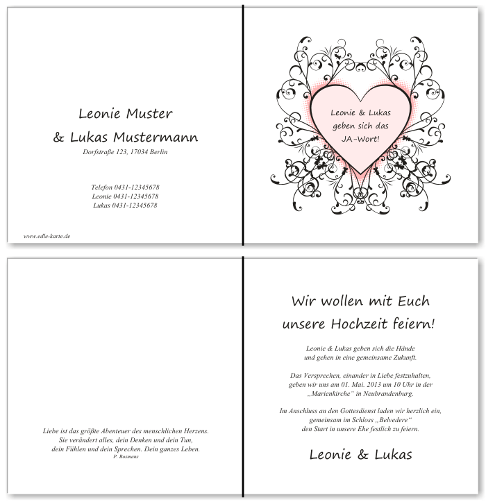  Einladungskarten Hochzeit, Hochzeitseinladungen, Hochzeitskarten, Einladungen für Hochzeit