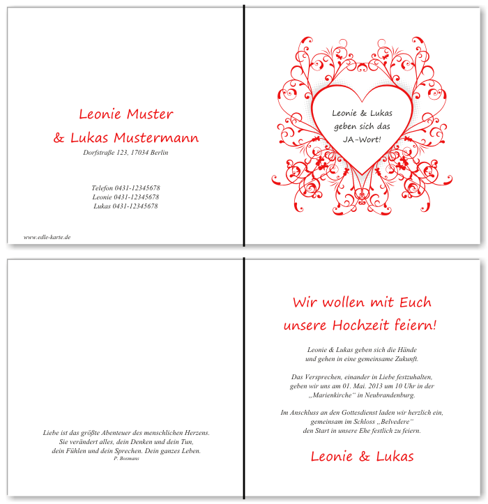  Einladungskarten Hochzeit, Hochzeitseinladungen, Hochzeitskarten, Einladungen für Hochzeit