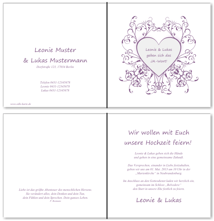  Einladungskarten Hochzeit, Hochzeitseinladungen, Hochzeitskarten, Einladungen für Hochzeit