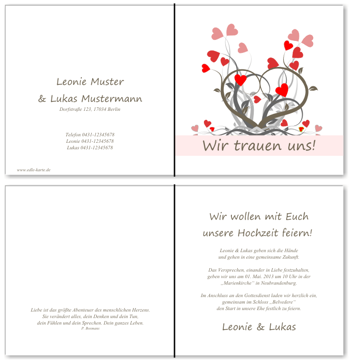  Einladungskarten Hochzeit, Hochzeitseinladungen, Hochzeitskarten, Einladungen für Hochzeit