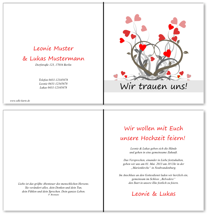  Einladungskarten Hochzeit, Hochzeitseinladungen, Hochzeitskarten, Einladungen für Hochzeit