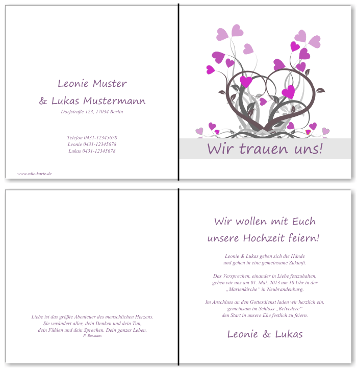  Einladungskarten Hochzeit, Hochzeitseinladungen, Hochzeitskarten, Einladungen für Hochzeit