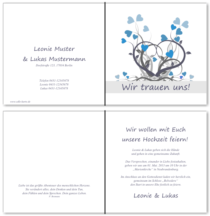  Einladungskarten Hochzeit, Hochzeitseinladungen, Hochzeitskarten, Einladungen für Hochzeit