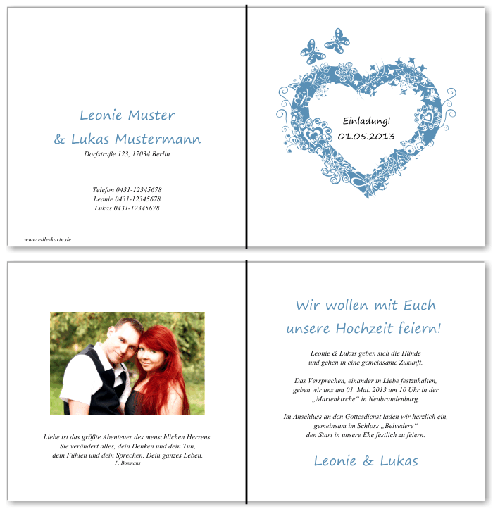  Einladungskarten Hochzeit, Hochzeitseinladungen, Hochzeitskarten, Einladungen für Hochzeit