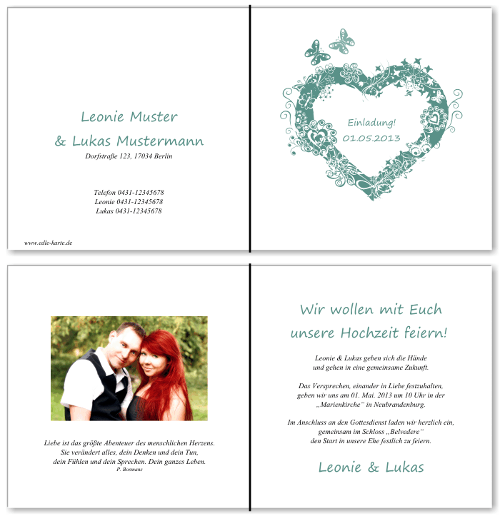 Einladungskarten Hochzeit, Hochzeitseinladungen, Hochzeitskarten, Einladungen für Hochzeit