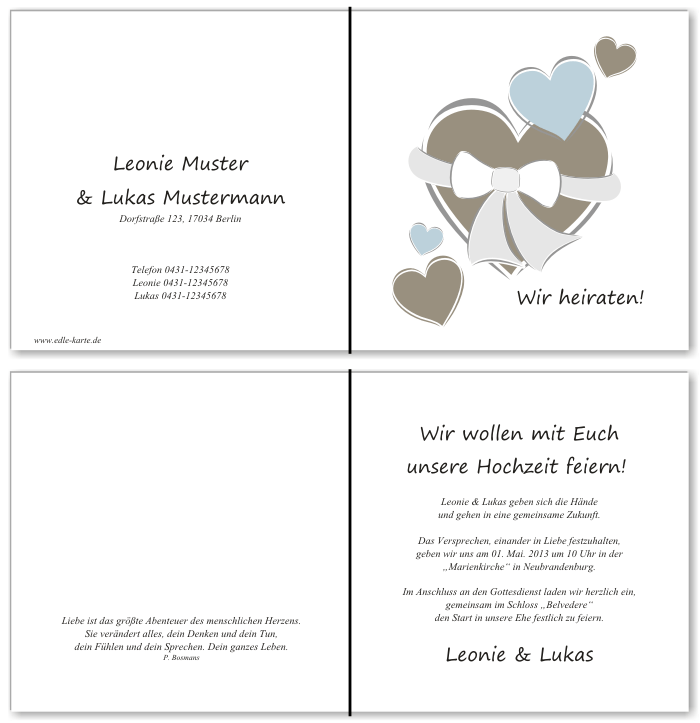  Einladungskarten Hochzeit, Hochzeitseinladungen, Hochzeitskarten, Einladungen für Hochzeit