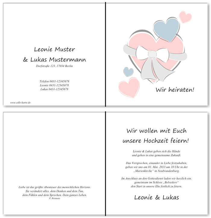  Einladungskarten Hochzeit, Hochzeitseinladungen, Hochzeitskarten, Einladungen für Hochzeit