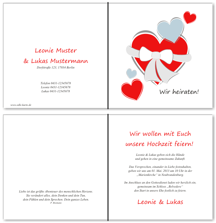  Einladungskarten Hochzeit, Hochzeitseinladungen, Hochzeitskarten, Einladungen für Hochzeit