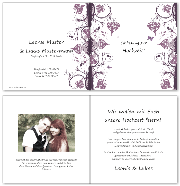  Einladungskarten Hochzeit, Hochzeitseinladungen, Hochzeitskarten, Einladungen für Hochzeit