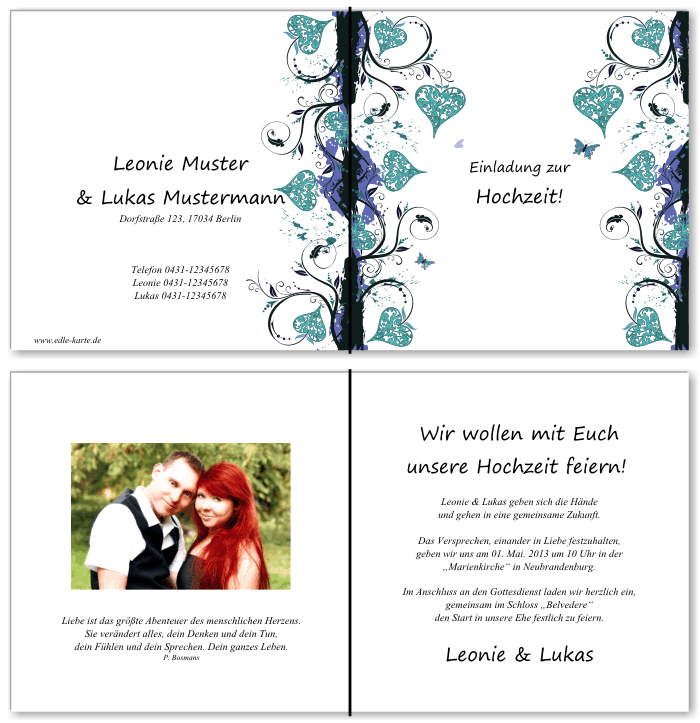  Einladungskarten Hochzeit, Hochzeitseinladungen, Hochzeitskarten, Einladungen für Hochzeit