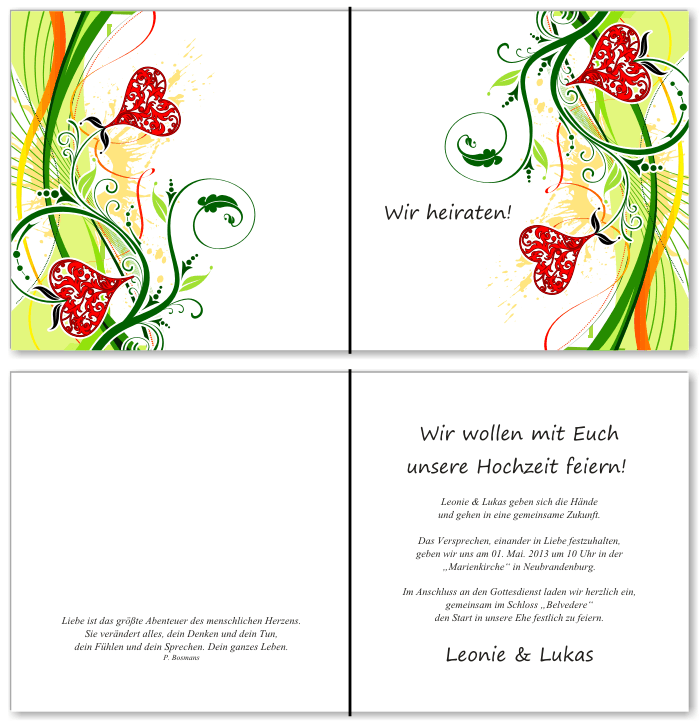  Einladungskarten Hochzeit, Hochzeitseinladungen, Hochzeitskarten, Einladungen für Hochzeit