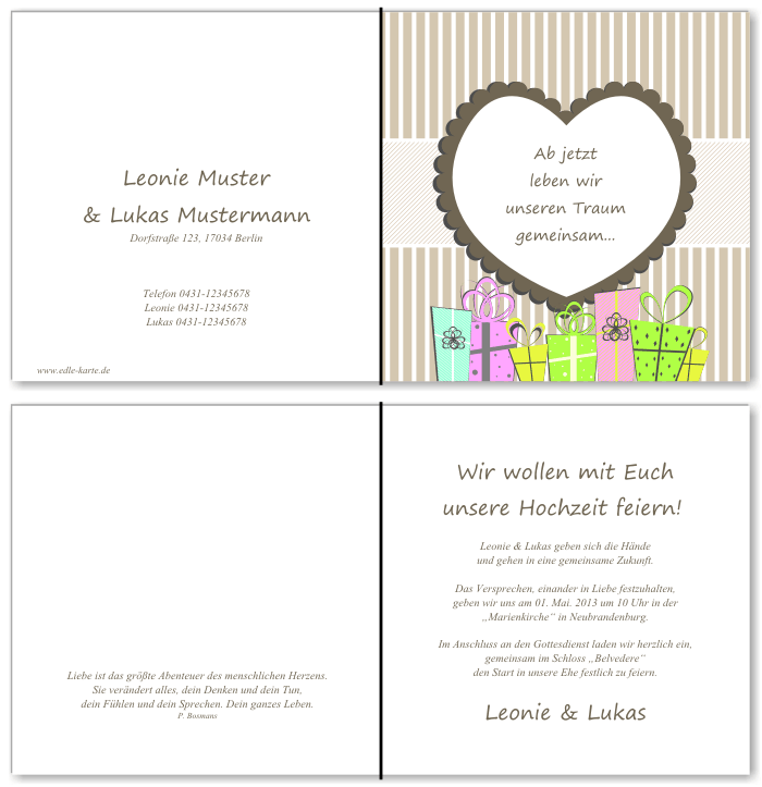  Einladungskarten Hochzeit, Hochzeitseinladungen, Hochzeitskarten, Einladungen für Hochzeit