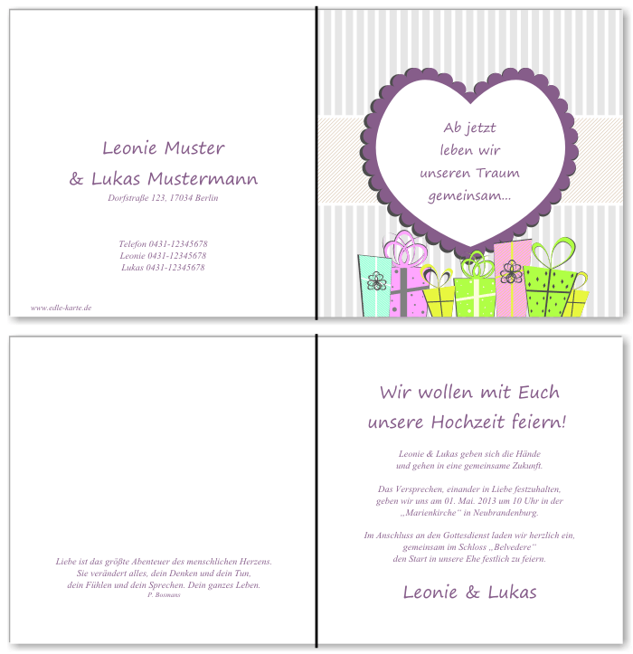  Einladungskarten Hochzeit, Hochzeitseinladungen, Hochzeitskarten, Einladungen für Hochzeit