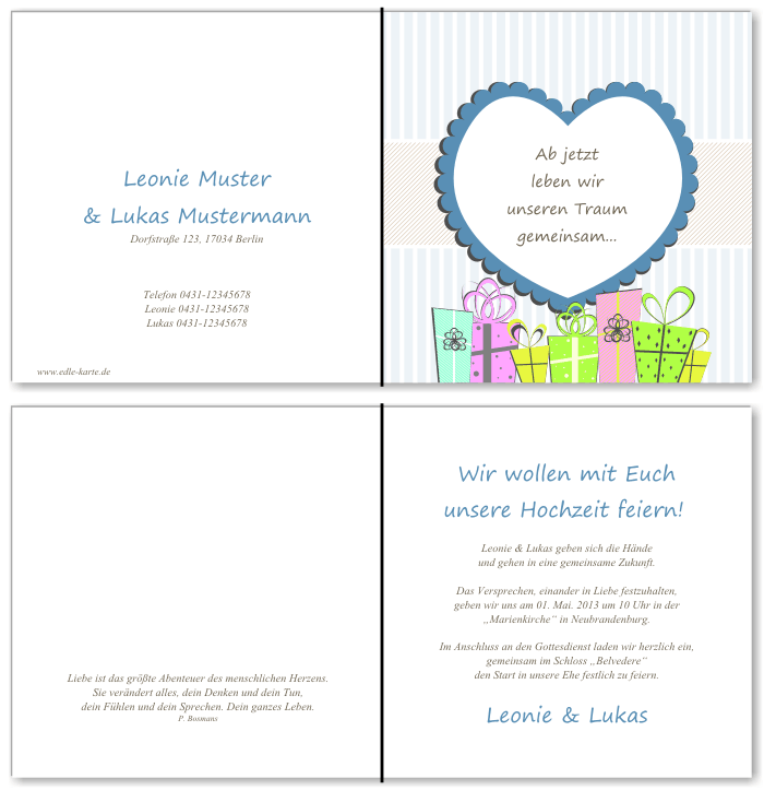  Einladungskarten Hochzeit, Hochzeitseinladungen, Hochzeitskarten, Einladungen für Hochzeit