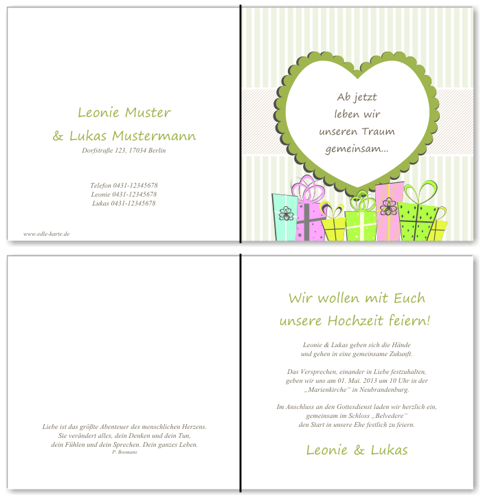 Einladungskarten Hochzeit, Hochzeitseinladungen, Hochzeitskarten, Einladungen für Hochzeit
