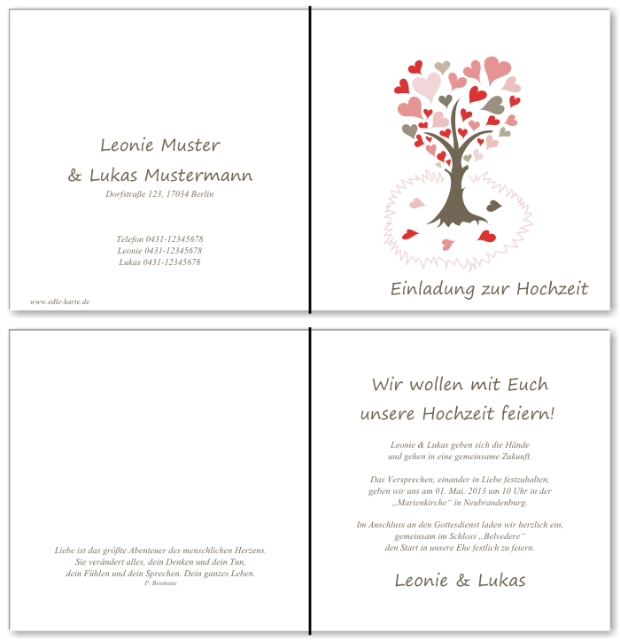  Einladungskarten Hochzeit, Hochzeitseinladungen, Hochzeitskarten, Einladungen für Hochzeit