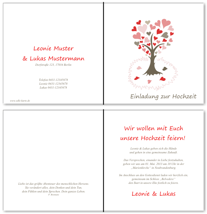  Einladungskarten Hochzeit, Hochzeitseinladungen, Hochzeitskarten, Einladungen für Hochzeit