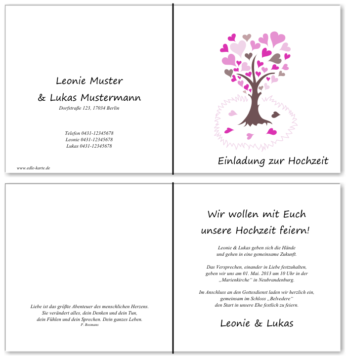  Einladungskarten Hochzeit, Hochzeitseinladungen, Hochzeitskarten, Einladungen für Hochzeit