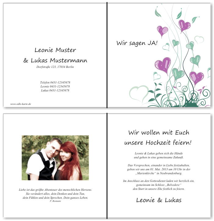  Einladungskarten Hochzeit, Hochzeitseinladungen, Hochzeitskarten, Einladungen für Hochzeit