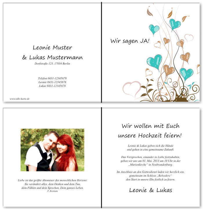  Einladungskarten Hochzeit, Hochzeitseinladungen, Hochzeitskarten, Einladungen für Hochzeit