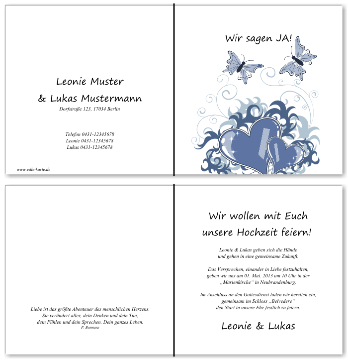  Einladungskarten Hochzeit, Hochzeitseinladungen, Hochzeitskarten, Einladungen für Hochzeit