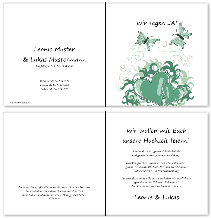  Einladungskarten Hochzeit, Hochzeitseinladungen, Hochzeitskarten, Einladungen für Hochzeit