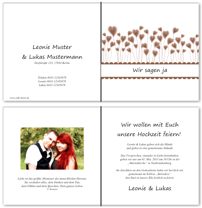  Einladungskarten Hochzeit, Hochzeitseinladungen, Hochzeitskarten, Einladungen für Hochzeit