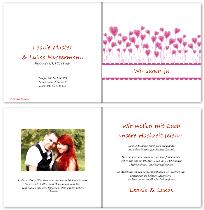  Einladungskarten Hochzeit, Hochzeitseinladungen, Hochzeitskarten, Einladungen für Hochzeit