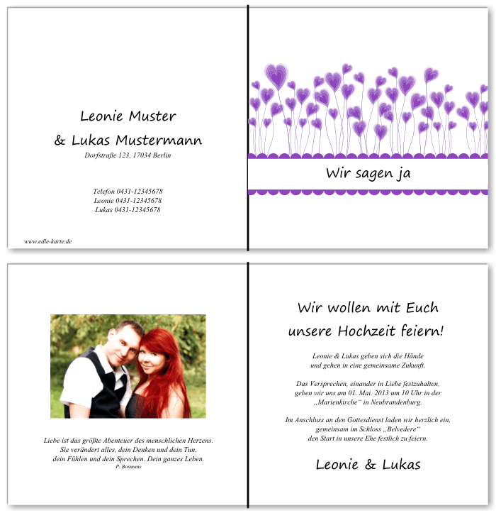  Einladungskarten Hochzeit, Hochzeitseinladungen, Hochzeitskarten, Einladungen für Hochzeit