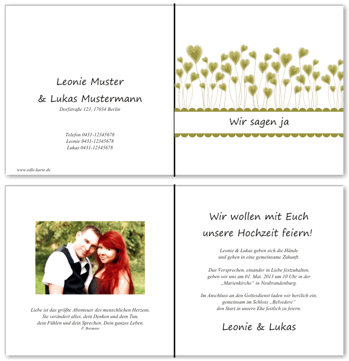  Einladungskarten Hochzeit, Hochzeitseinladungen, Hochzeitskarten, Einladungen für Hochzeit