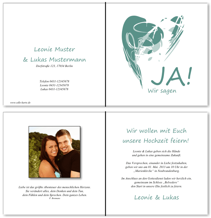  Einladungskarten Hochzeit, Hochzeitseinladungen, Hochzeitskarten, Einladungen für Hochzeit