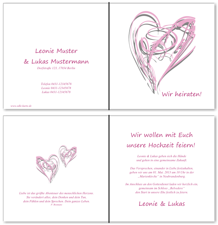  Einladungskarten Hochzeit, Hochzeitseinladungen, Hochzeitskarten, Einladungen für Hochzeit