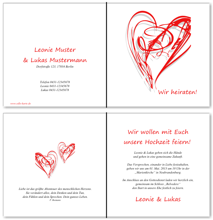  Einladungskarten Hochzeit, Hochzeitseinladungen, Hochzeitskarten, Einladungen für Hochzeit