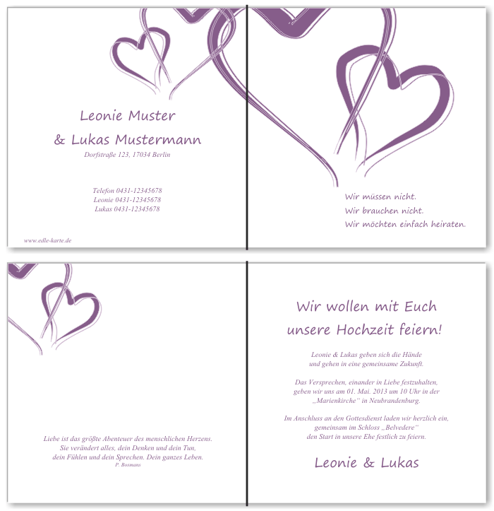  Einladungskarten Hochzeit, Hochzeitseinladungen, Hochzeitskarten, Einladungen für Hochzeit