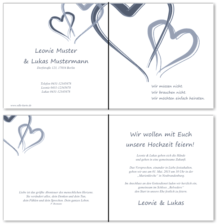  Einladungskarten Hochzeit, Hochzeitseinladungen, Hochzeitskarten, Einladungen für Hochzeit